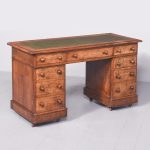 Mid Victorian Burr Walnut Kneehole Writing Desk