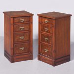 Pair of Victorian Figured Walnut Neat-Sized Chests of Drawers/Bedside Lockers