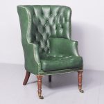 Attractive George III Button-Back Mahogany Wing Chair