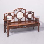 Rare Qin Dynasty Chinese Marble-Inset Carved Huanghuali Hall Bench
