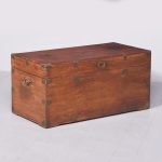 Mid-Victorian Large Brass-Bound Solid Camphor Wood Military Travelling Trunk