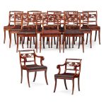 Rare Set of 14 Regency Mahogany Dining Chairs