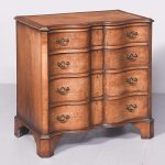 Georgian-Style Neat-Sized, Burr Walnut Block-Front Chest of Drawers