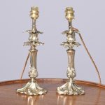 Pair of Cast Bronze Lamps
