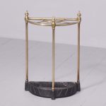 Original Victorian Bow Front Brass and Cast Iron Stick Stand