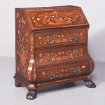 Neat-Sized Dutch Marquetry Inlaid Mahogany Bureau