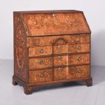 Quality Dutch marquetry-inlaid walnut block fronted bureau