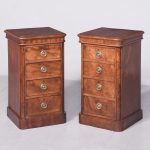 Pair of Victorian Large Flame Spanish Mahogany Bedside Lockers/Pedestals