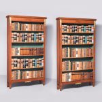 Rare Pair of French Inlaid Mahogany Tall Open Bookcases