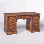 Exceptional Quality Burr Walnut Victorian Kneehole Desk