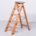 Edwardian Pitch Pine Folding Ladder/Library Steps