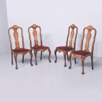 Set of 4 Dutch Marquetry High Back Chairs