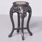 Qing Period Carved Hardwood Marble Inset Chinese Stand