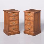 Rare Pair of Late Victorian Figured Elm and Ash Chest of Drawers/Bedside Lockers
