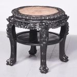 Qing Period, Large Marble-Inset Hardwood Chinese Plantstand