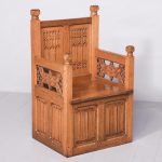 Oak Gothic Revival Hall Seat