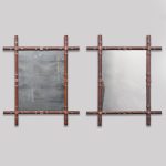 Decorative Pair of Gothic Style, Oak-Framed Brass Mounted Victorian Mirrors