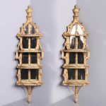 Pair of Victorian Carved Giltwood and Mirrored Corner Hanging Shelves