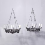 Pair of Wrought Iron Light Fittings by Thomas Hadden of Edinburgh