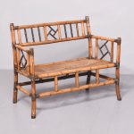 Rare Late Victorian Brass Capped and Bound Bamboo, Faux-Bamboo and Rattan Settee