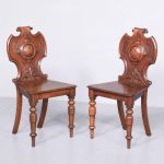 Quality Pair of Victorian Mahogany Shield Back Hall Chairs