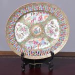 Unusual Chinese Famille Rose (Canton), Oval Plate with a Reticulated Rim