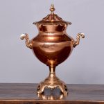 Impressive early Victorian copper and brass samovar by J.S. Pyrke and Sons, London
