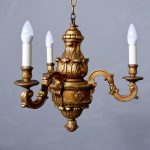 Carved Giltwood 3 Arm Chandelier