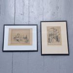 Pair of signed and framed Judaica etchings of Jerusalem scenes