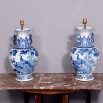 Pair of Chinese Blue and White Lamps