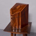 George III shaped-front inlaid mahogany knife box (adapted).