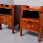 Pair of Georgian-style mahogany tray top lockers with tambour fronts