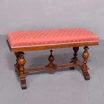 A Mid - Victorian Walnut Framed Duet stool or Window Seat