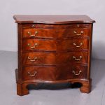 Serpentine-Front, Chippendale-Style Neat-Size Mahogany Chest Of Drawers With Brushing Slide