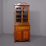 Exhibition quality marquetry - inlaid satinwood secretaire bookcase