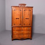 Magnificent Dutch Marquetry Inlaid Mahogany Linen Press