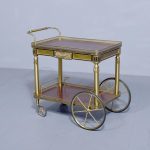 Mid-Century Brass and Mahogany Two Tier Drinks Trolley