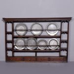 George 3rd Wall-Mounted Oak Plate Rack/Dresser With Wonderful Colour and Patina