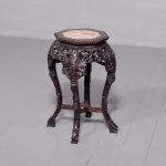 A Qing dynasty Hongmu Chinese Marble Top Plant Stand