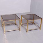 A Pair of French Brass and Glass Coffee Tables
