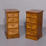 Pair of late Victorian burr walnut small chests of drawers/bedside lockers