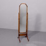 Art Deco walnut cheval dressing mirror