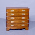 Vintage, neat-sized brass-bound military-style chest of drawers