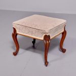 Mid-Victorian Mahogany Upholstered Stool on Cabriole Legs