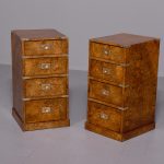 Pair of Victorian burr walnut military style brass bound lockers/small chests of drawers.