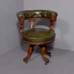 Walnut Horseshoe Shaped Revolving Desk Chair