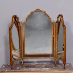 Early Georgian-style figured walnut and gilded triptych dressing mirror