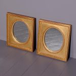 Pair of Gilded Rectangular Framed Oval Mirrors