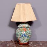 Chinese Canton style lamp with a pale green background