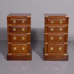 Pair of Victorian mahogany military - style lockers/small chests